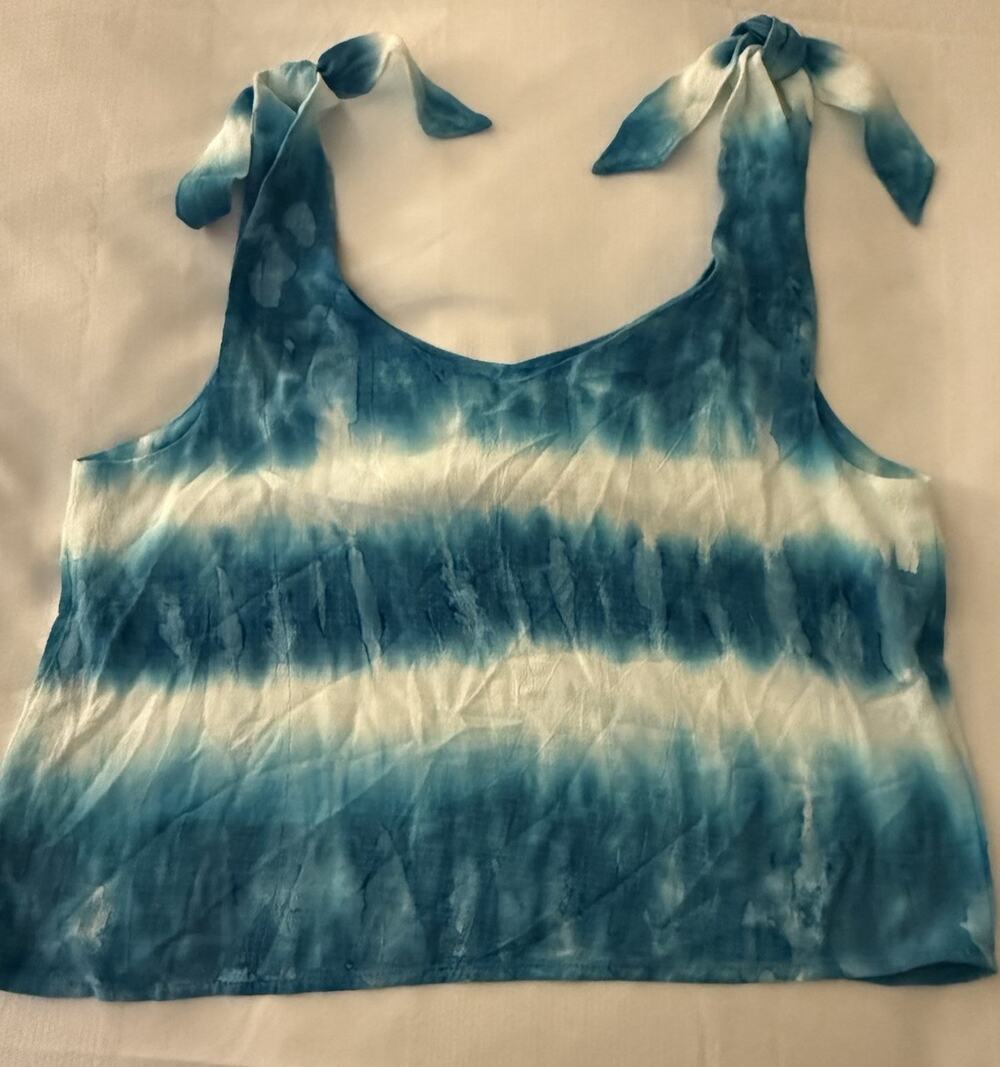 Shore Tie Shoulder Top Blue Tie Dye Womens Small Festival Coastal NWT MSRP $108